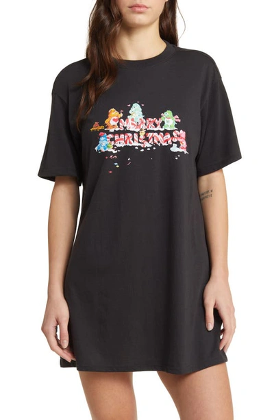 Bp. Retro Graphic Short Sleeve Sleep Shirt In Black Graphic Merry Care Bears
