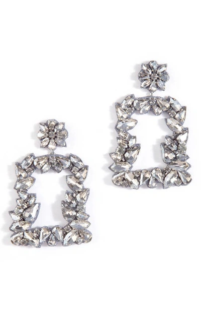 Deepa Gurnani Anushka Mixed Cut Crystal Drop Earrings In Silver