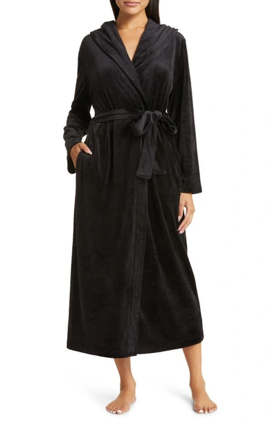 Nordstrom Velour Hooded Robe In Black