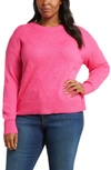 Caslon Diamond Pattern Sweater In Pink Cabaret