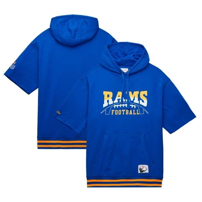 Mitchell & Ness Royal Los Angeles Rams Pre-game Short Sleeve Pullover Hoodie