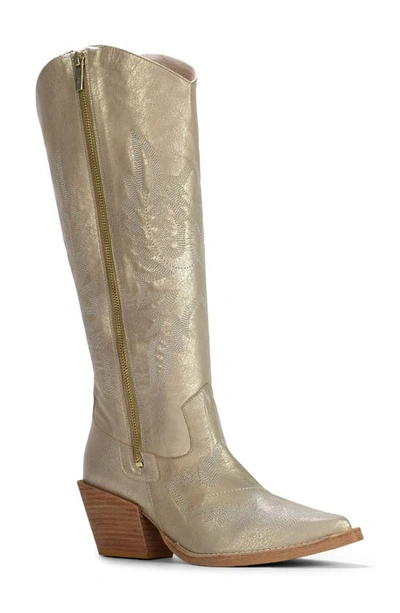 Donald Pliner Kaytee Pointed Toe Western Boot In Pale Gold