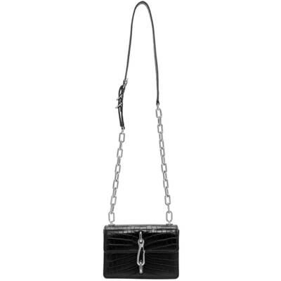 Alexander Wang Black Croco Embossed Leather Hook Small Xbody Bag