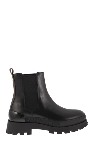 Michael Kors Rowan Leather Chelsea Boot With Logo In Black