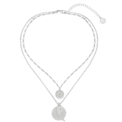 Bibi Bijoux Serenity Layered Charm Necklace Silver In Metallic
