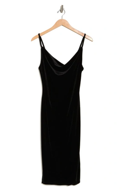 Melrose And Market Cowl Neck Sleeveless Velvet Midi Dress In Black