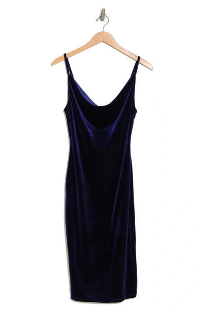 Melrose And Market Cowl Neck Sleeveless Velvet Midi Dress In Blue Beacon