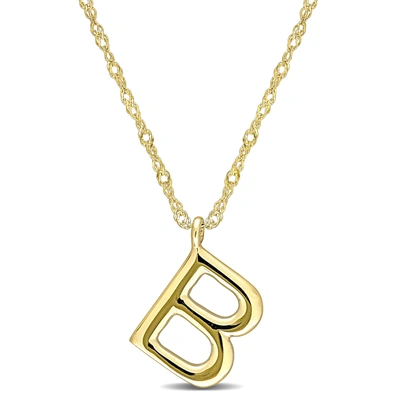 Mimi & Max Initial "b" Pendant W/ Chain In 14k Yellow Gold