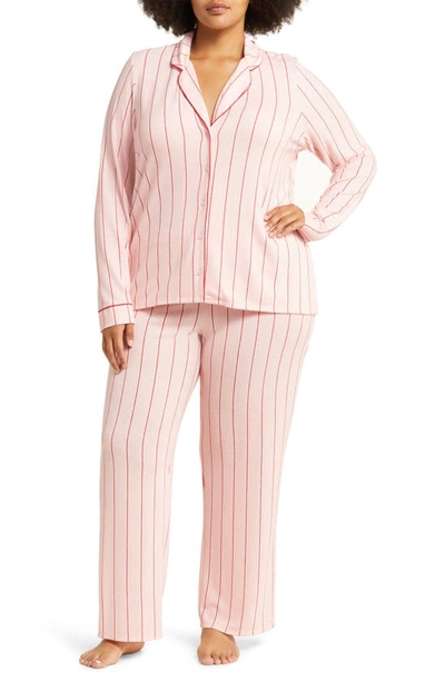 Nordstrom Brushed Hacci Pajamas In Pink English Candy Stripe