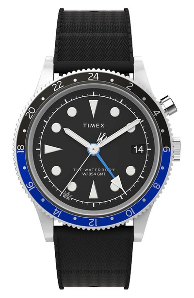 Timex Waterbury Traditional Gmt 39mm In Blue/silver Tone/black