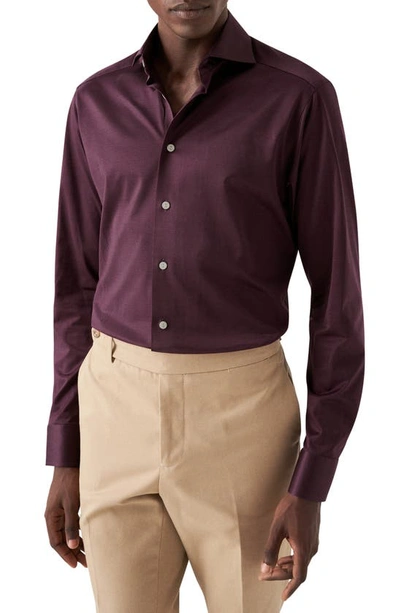 Eton Solid Purple Knit Dress Shirt In Dark Purple