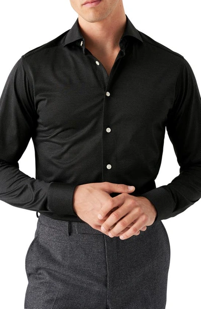 Eton Solid Black Knit Dress Shirt