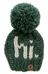 Pine + Poppy Babies' Hi Holiday Intarsia Pompom Hat In Hunter Green