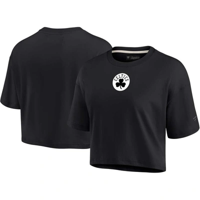 Fanatics Signature Black Boston Celtics Super Soft Boxy Cropped T-shirt