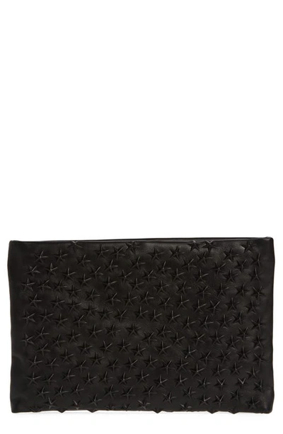 Allsaints Bettina Star Leather Clutch In Black
