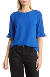 Cece Ruffle Cuff Blouse In Royal Blue