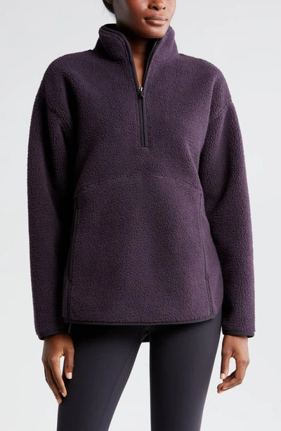 Zella Faux Shearling Half Zip Jacket In Purple Nebula