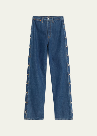 Re/done Women's Western High-rise Loose Wide-leg Jeans In Rustic Indigo