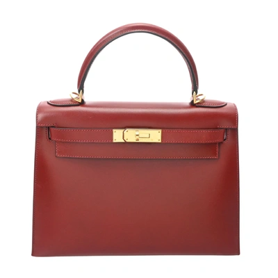 Hermes Hermès Kelly 28 Red Leather Handbag ()