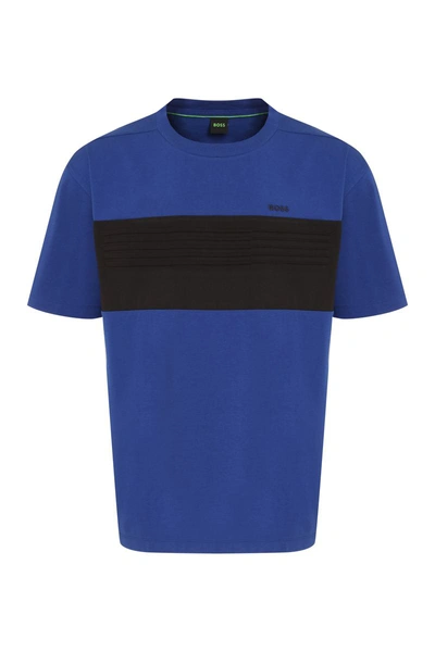 Hugo Boss Cotton Crew-neck T-shirt In Blue