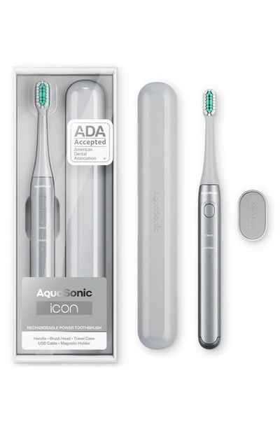 Aquasonic Icon Rechargeable Power Toothbrush In Silver