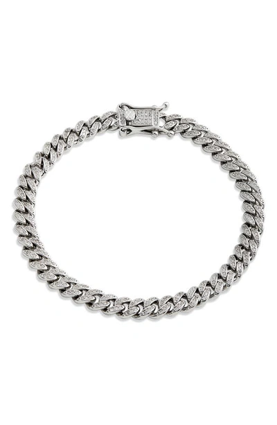 Savvy Cie Jewels Sterling Silver Cz Cuban Link Bracelet In White