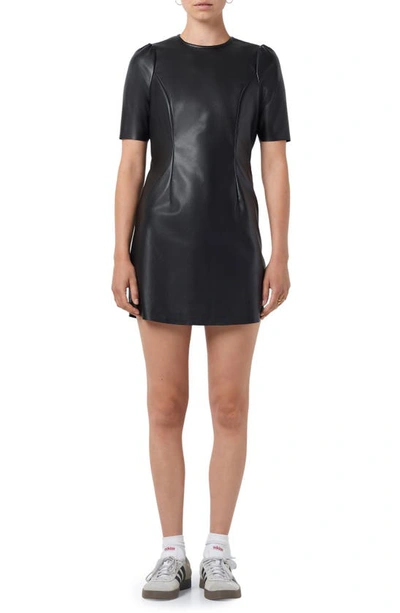 slim fit dress slacks Black Faux Leather Collared V Neck Short Sleeve Dress *FINAL SALE* – SSYS main image 1