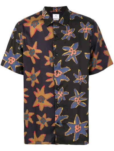 Ps By Paul Smith Muted Floral Button-down Shirt In Black