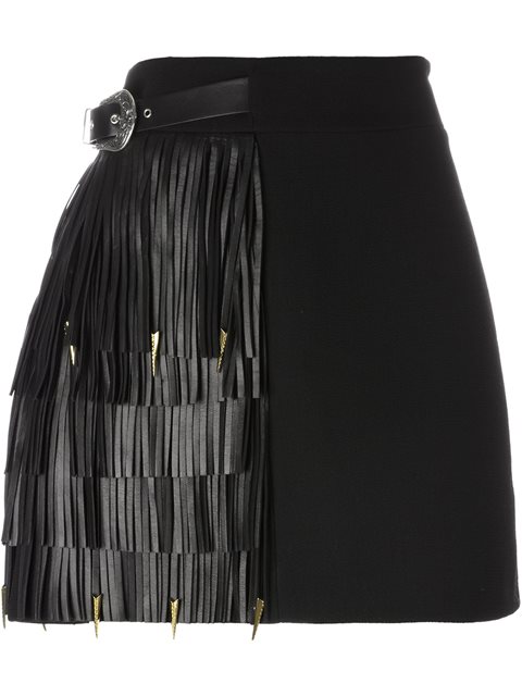 Fausto Puglisi Fringed A-line Skirt - Black | ModeSens