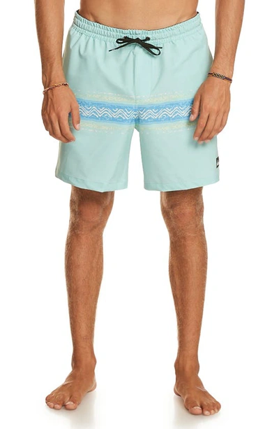 Quiksilver Surfsilk Mesa Stripe Board Shorts In Pastel Turquoise