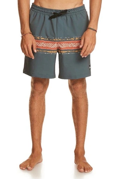 Quiksilver Surfsilk Mesa Stripe Board Shorts In Dark Slate