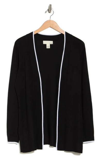 By Design Emery Open Front Cardigan In Black/ White