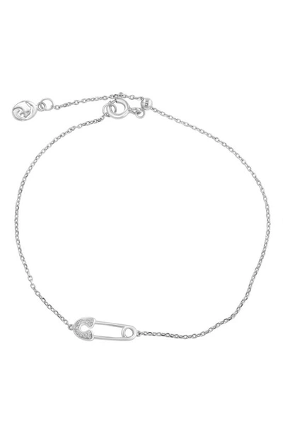 Effy Sterling Silver Pavé Diamond Safety Pin Bracelet