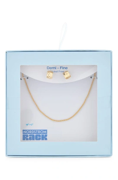 Nordstrom Rack Demifine Huggie Hoop Earrings & Necklace Set In Gold