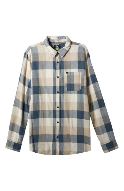 Quiksilver Motherfly Buffalo Check Button-up Organic Cotton Flannel Shirt In Dark Slate Motherfly