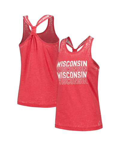 League Collegiate Wear Women's  Scarlet Nebraska Huskers Stacked Name Racerback Tank Top