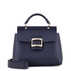 Roger Vivier Small Viv' Cabas In Leather In Blue