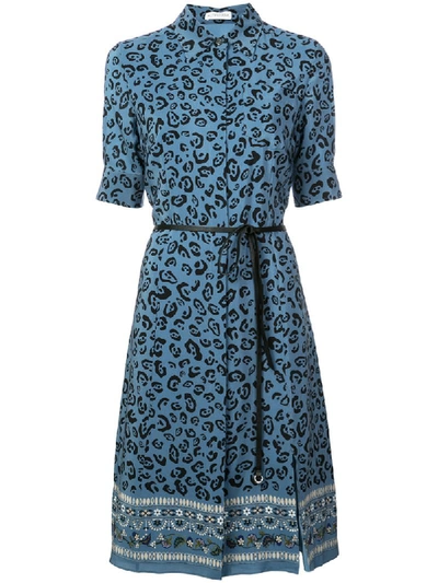 Altuzarra Blue Leopard-print Silk Crepe De Chine Midi Dress