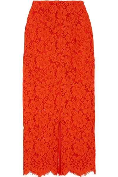 Ganni Jerome Lace Maxi Skirt In Red ModeSens