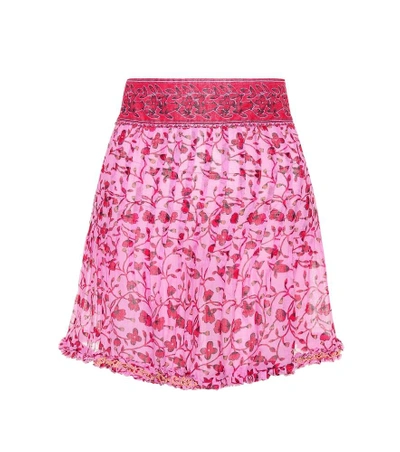 Poupette St Barth Pippa Printed Cotton Miniskirt In Pink