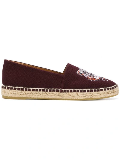 Kenzo Embroidered Canvas Espadrilles In Bordeaux