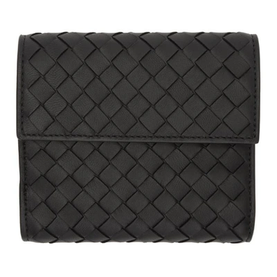 Bottega Veneta Black Small Intrecciato Trifold Wallet In 1000 Black