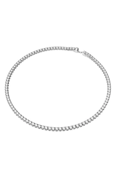 Swarovski Matrix Tennis Necklace In Silver