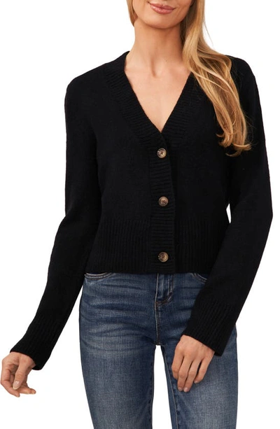 Cece Crop Cardigan In Rich Black