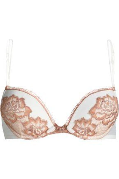 La Perla Privilege Lace-paneled Stretch-jersey And Mesh Push-up Bra In White