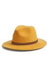 Treasure & Bond Metallic Trim Panama Hat In Yellow Gold Combo