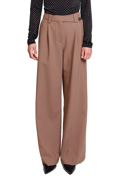 Maje Pikinette Wide Leg Pants In Camel