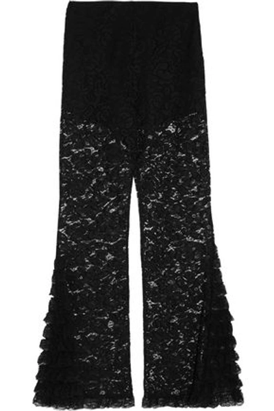 Givenchy Cotton-blend Corded Lace Flared Pants In Black