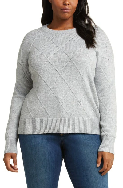 Caslon Diamond Pattern Sweater In Grey Heather