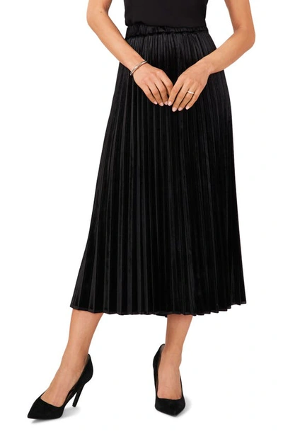 Halogen Pleated Velvet Midi Skirt In Rich Black